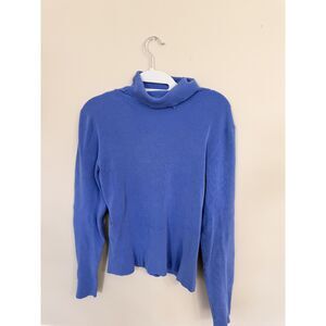 Vintage Spun Silk Canvasbacks Muted Medium Blue/Indigo Ribbed Turtleneck (L)